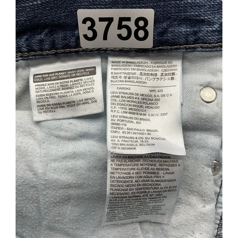 Levi's 514 Jeans Mens 37x30 (Tag 36x30) Light Blue Stone Wash Whiskered Western